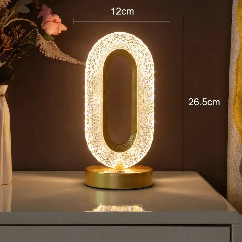 Stellora Lámpara Nocturna de Cristal 3D Recargable Táctil