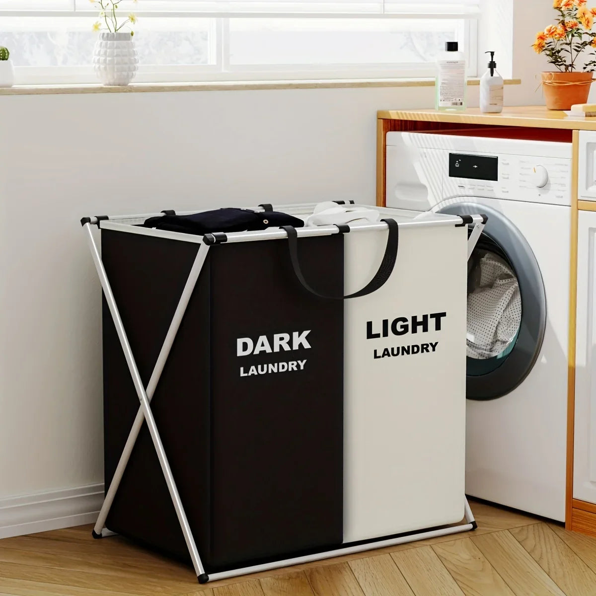 TriSort Cesto de Ropa Sucia Plegable con Compartimentos