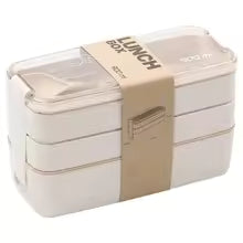 EcoStack Fiambrera Bento de 3 Pisos de Paja de Trigo 900 ml