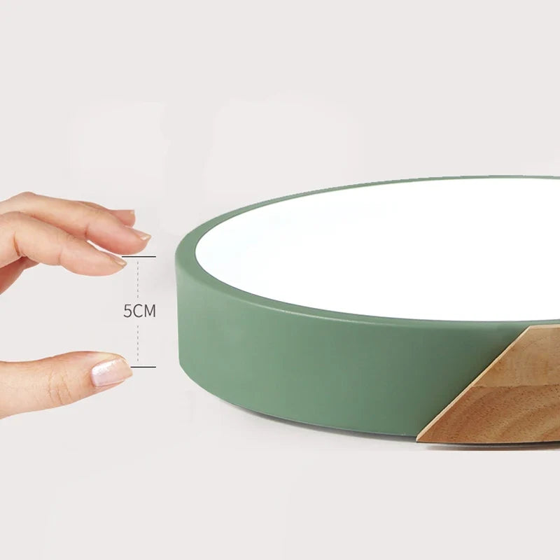 Plafón LED Nórdico de Madera, 6 Colores y 3 Tamaños Moderno