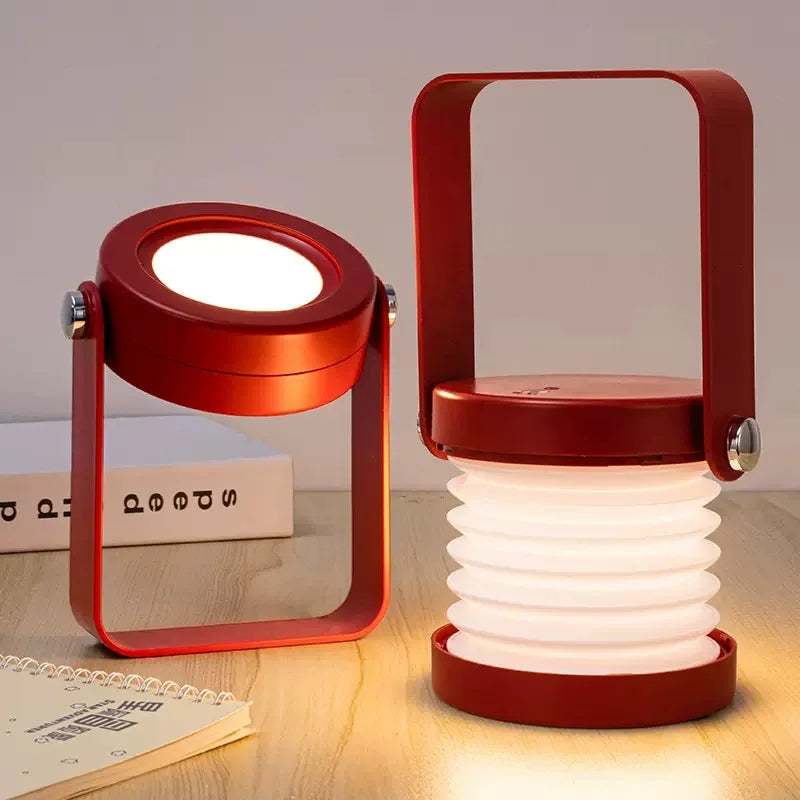 Farol Portátil Recargable con Asa de Madera y Pantalla