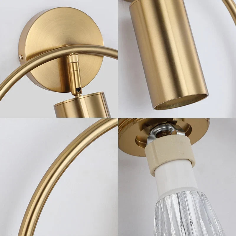 Aplique de Pared Halo Nórdico Minimalista de Hierro Dorado