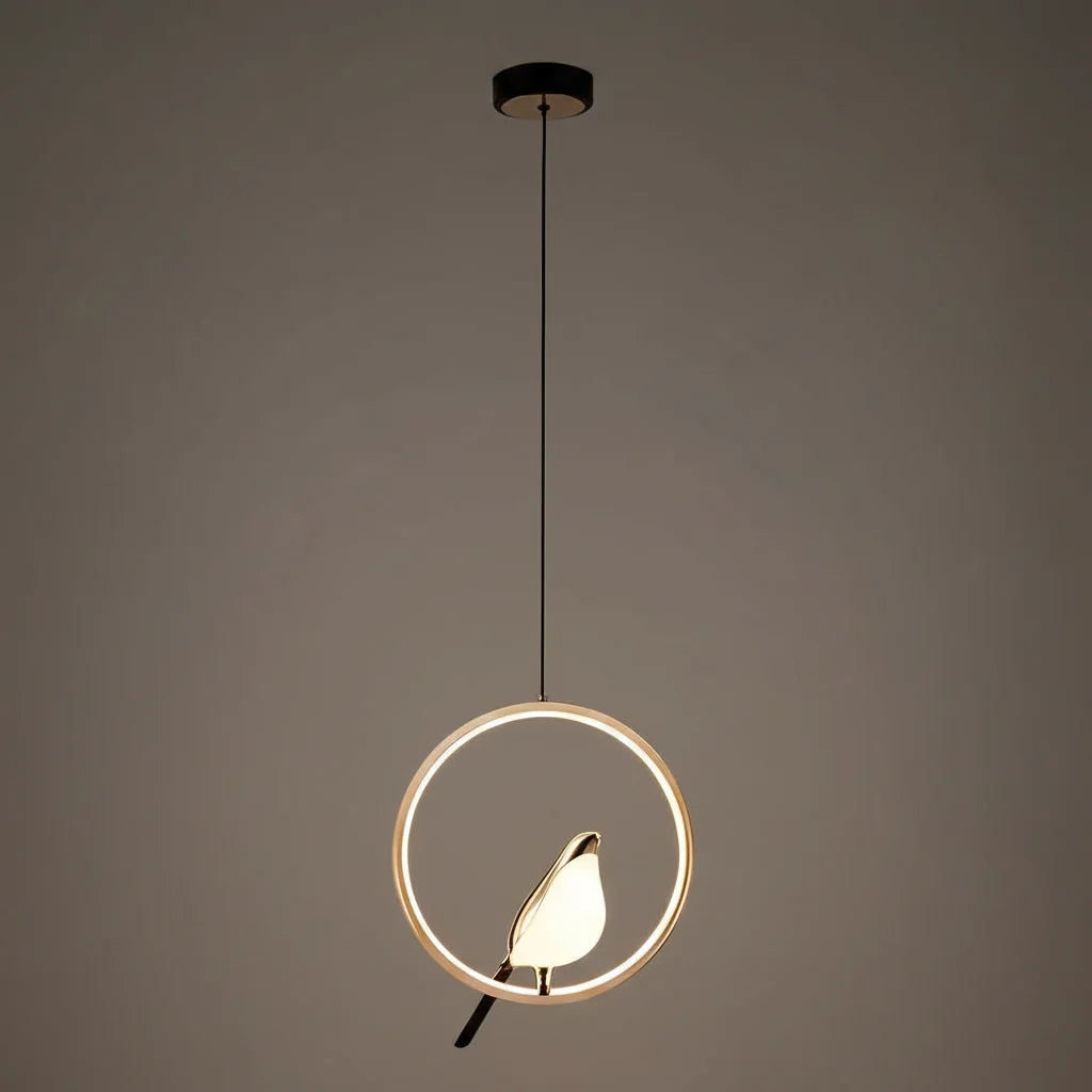 Lámpara Colgante Urraca LED con Pájaro Nórdica Artística