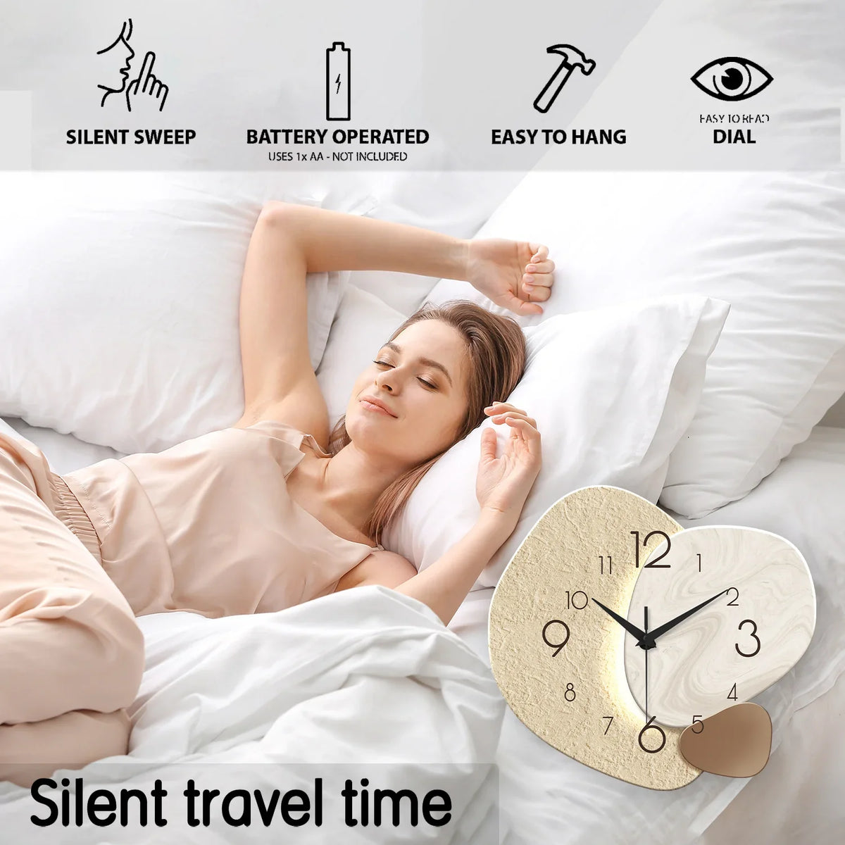 TempoStone Reloj de Pared Moderno Silencioso de Cuarzo