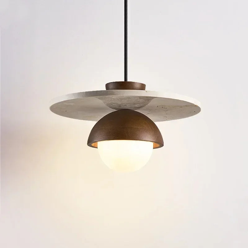 Lámpara Colgante Denmark LED de Nogal y Piedra Escandinava