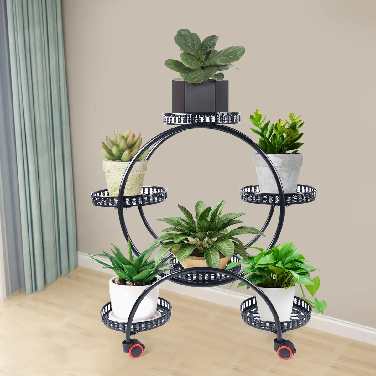 Soporte para Plantas de Metal con Ruedas de 6 Niveles