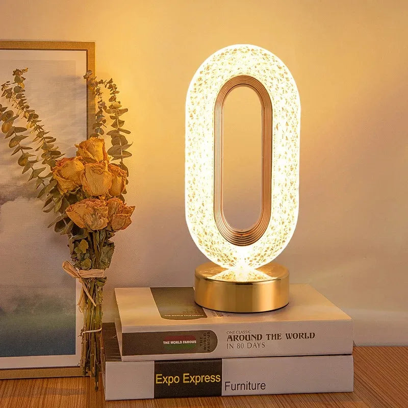Stellora Lámpara Nocturna de Cristal 3D Recargable Táctil