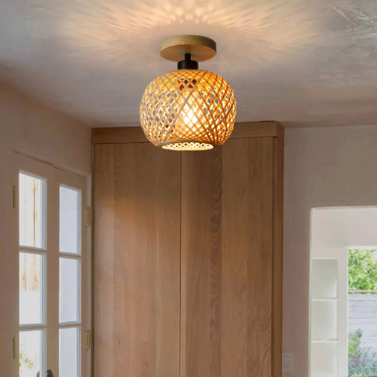 Natura Bamboo Lámpara de Techo LED de Bambú Tejido a Mano