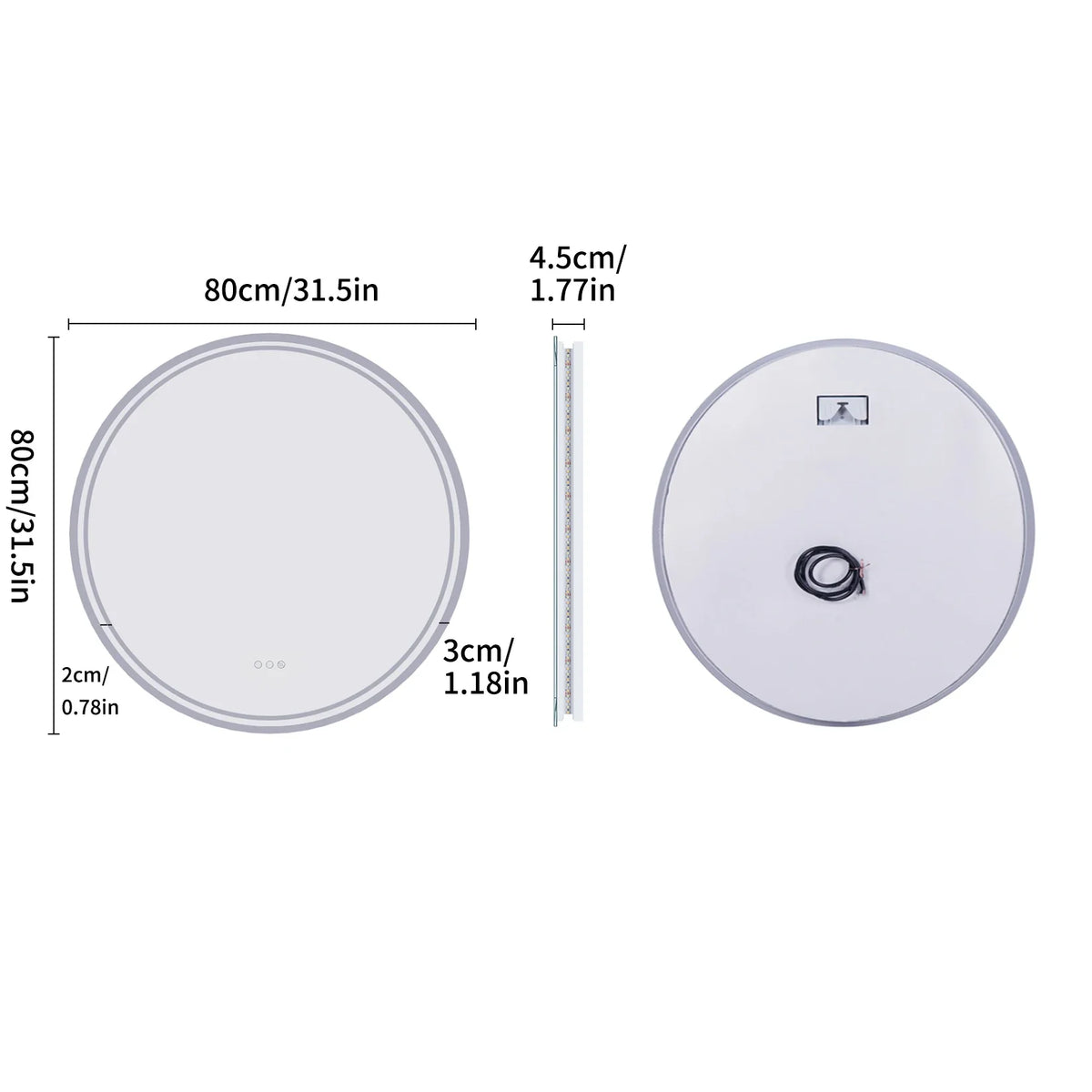 Espejo de Baño LED Redondo LuvoRound Antivaho Táctil