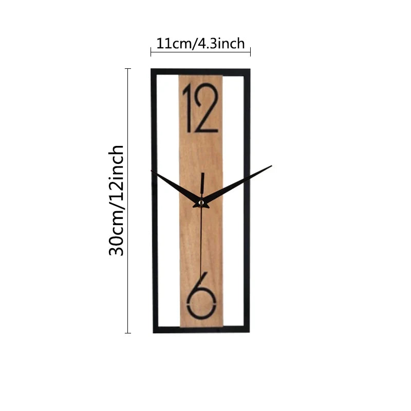 Reloj de Pared Rectangular Moderno con Marco Veta de Madera