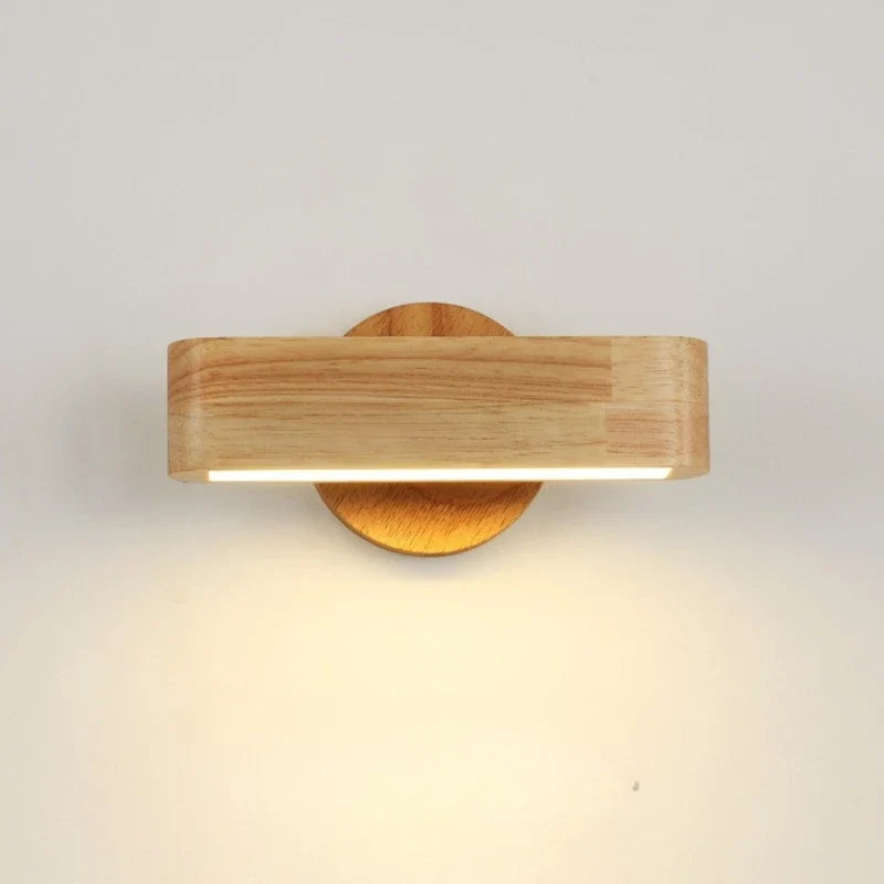Aplique de Pared Giratorio de Madera Maciza Estilo Japonés