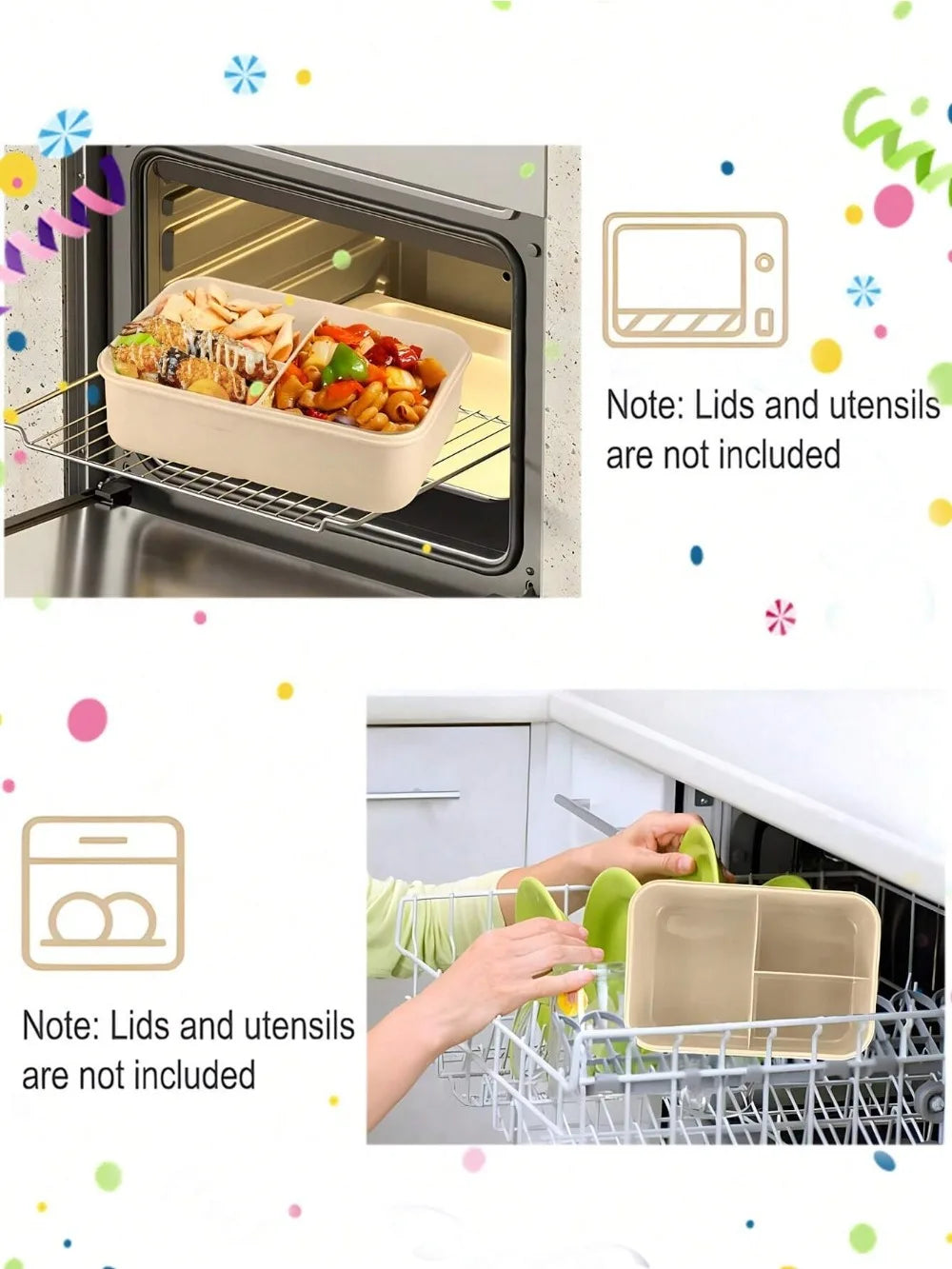 MealMate Fiambrera Bento 1200 ml con Cubiertos, 4 Huecos