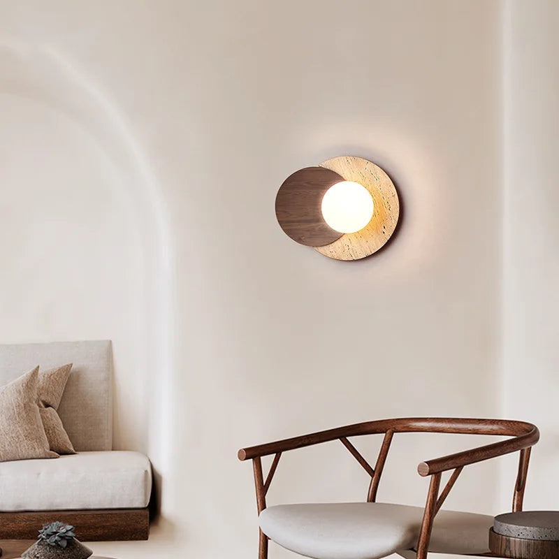 Aplique Wabi-Sabi de Piedra y Madera con Textura Natural