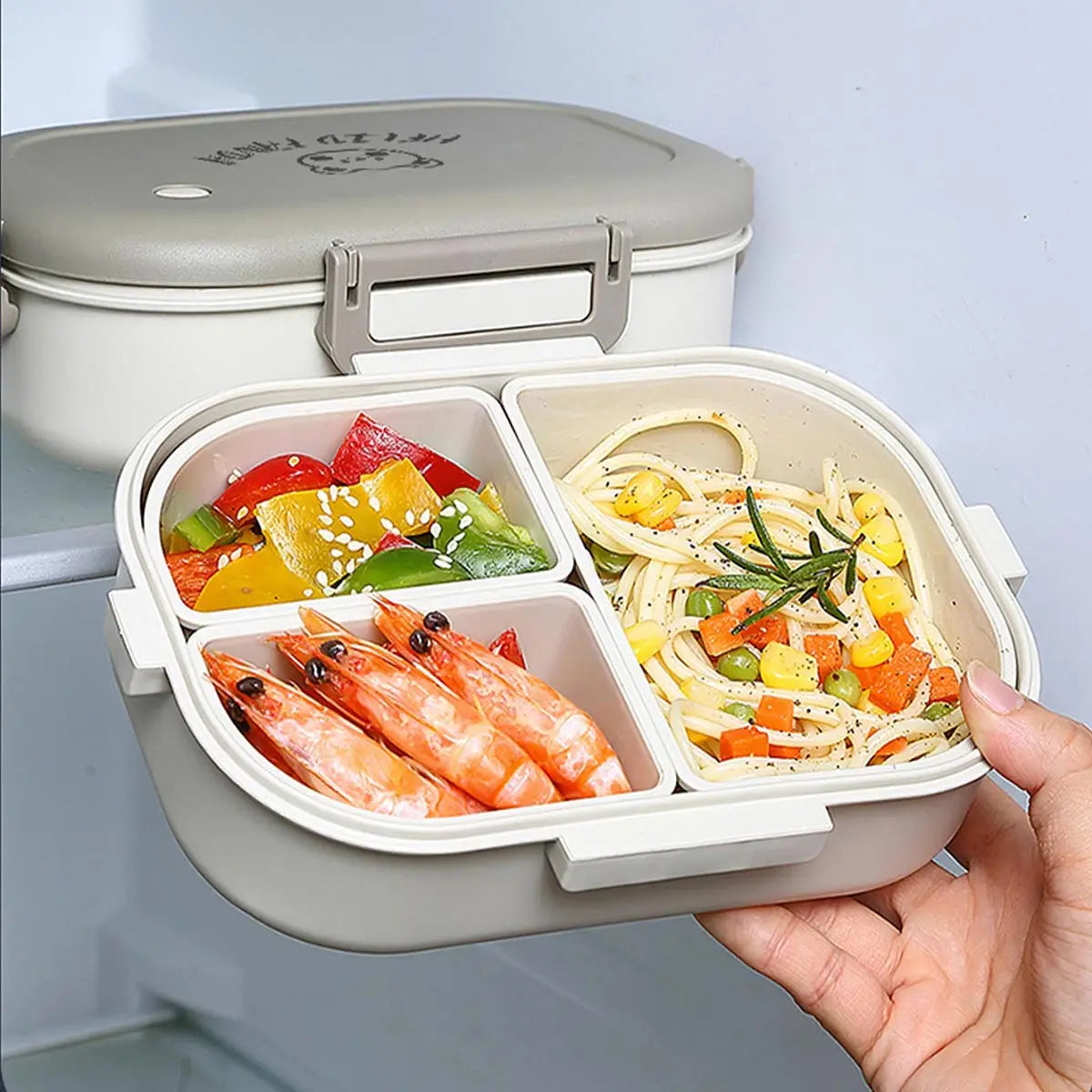FreshMate Fiambrera Bento Antifugas con 3 Compartimentos