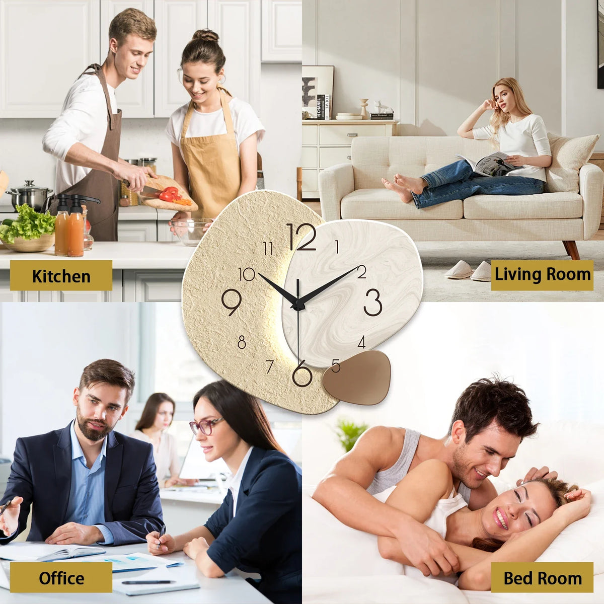 TempoStone Reloj de Pared Moderno Silencioso de Cuarzo