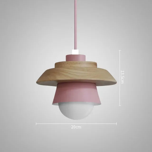 Lámpara Colgante de Madera Nórdica en Colores Macaron Suaves