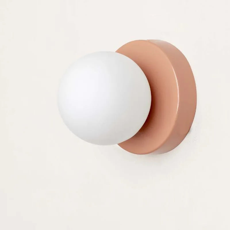 Aplique de Pared LED Macaron con Globo de Vidrio de Colores