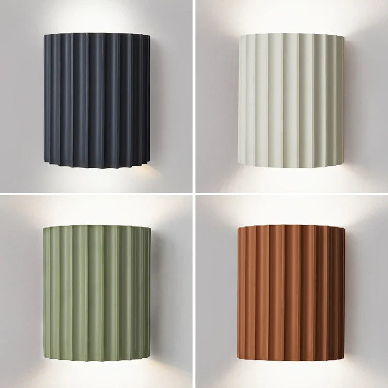 Aplique de Pared de Resina Acanalada Nórdico Moderno