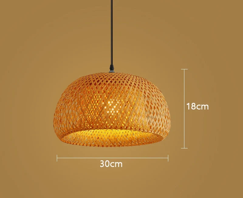 Lámpara Colgante de Bambú y Ratán Tejida a Mano Natural Boho