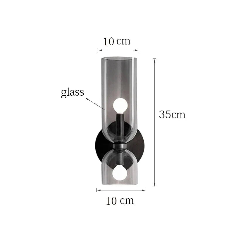 Aplique de Pared Nórdico de Cristal con Tubo Ahumado Moderno