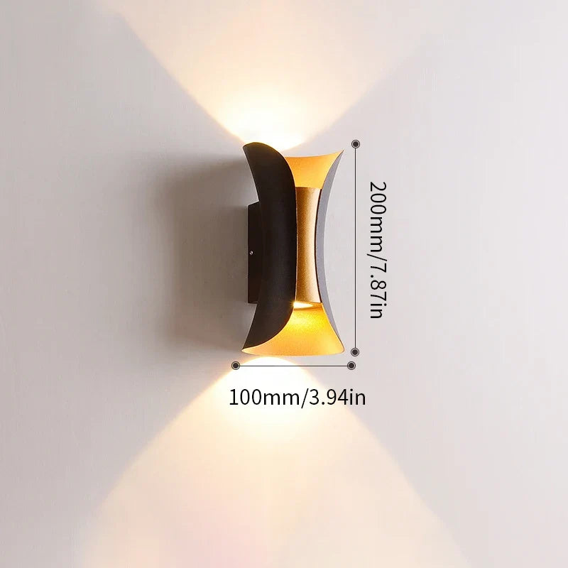 Aplique de Pared LED Negro y Dorado de Luz Arriba y Abajo