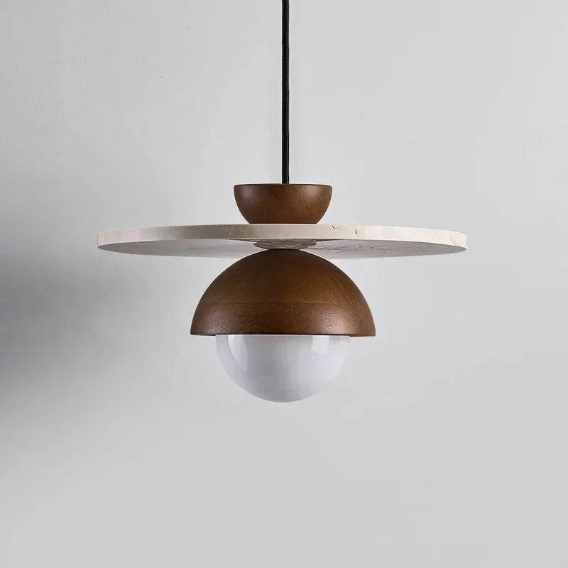 Lámpara Colgante Denmark LED de Nogal y Piedra Escandinava