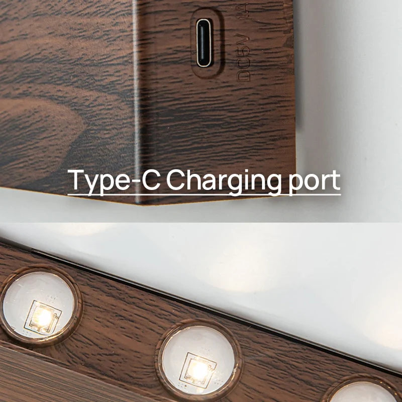 Aplique Recargable LumiBlock Efecto Madera Sin Cables