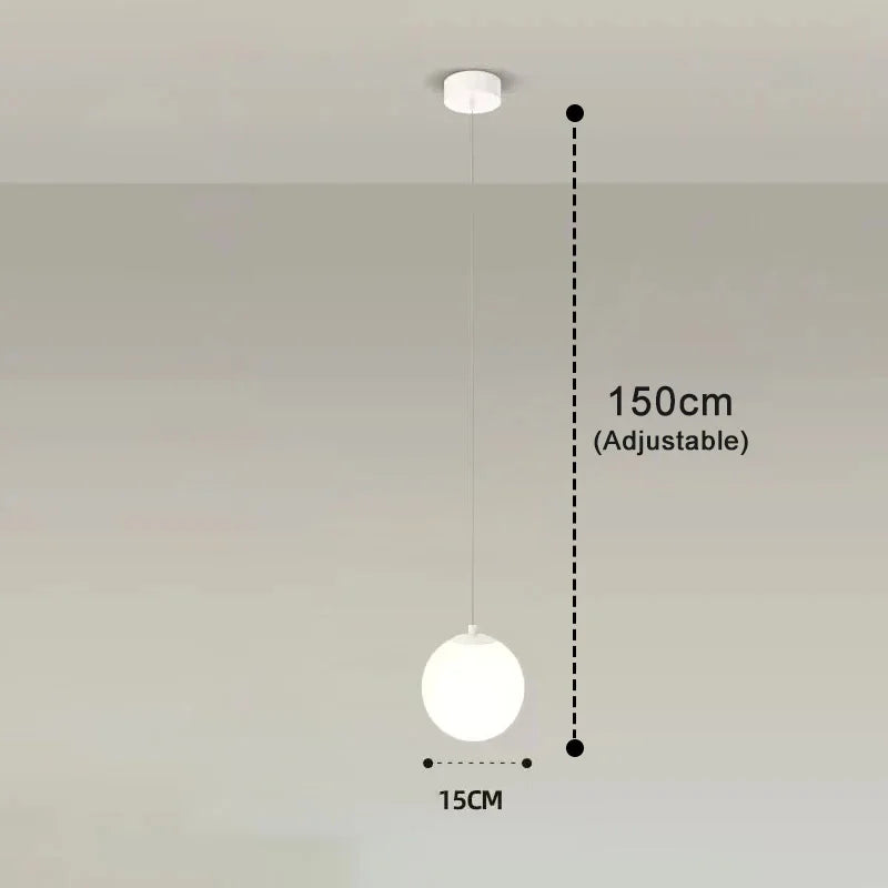 Lámpara Colgante Luna de Globos de Vidrio Opalino Nórdica
