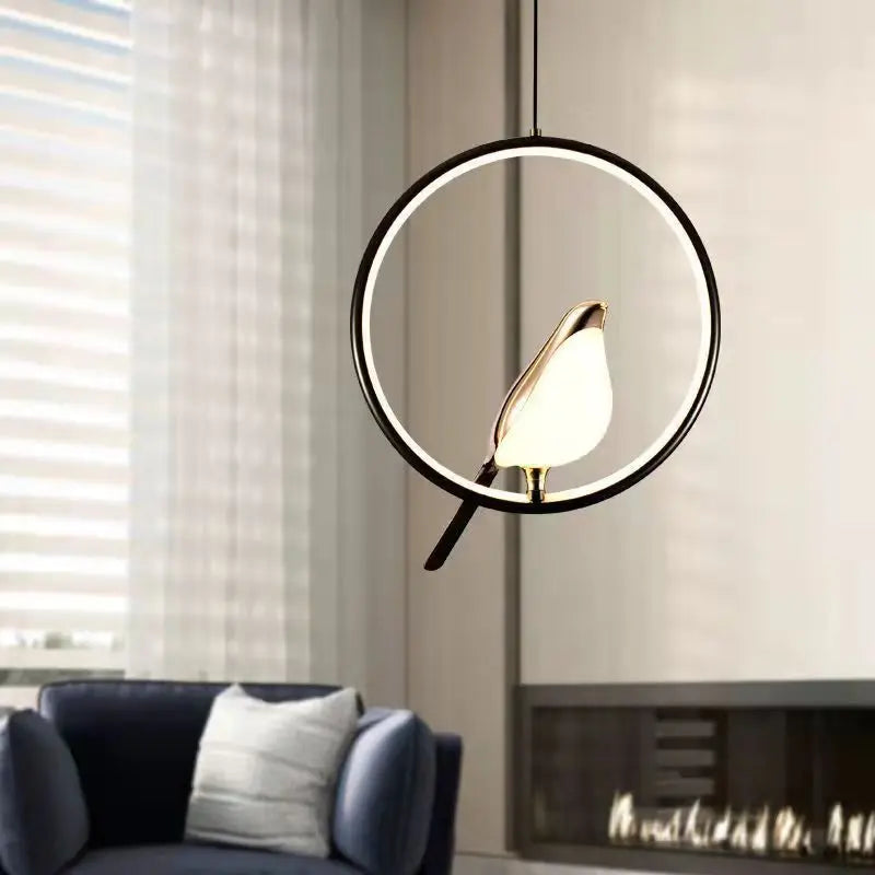 Lámpara Colgante Urraca LED con Pájaro Nórdica Artística