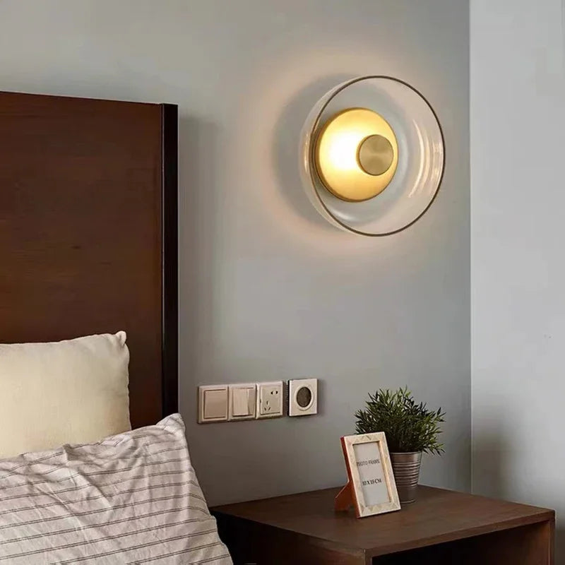 Aplique de Pared LED Nordic Glass Redondo de Vidrio Ámbar