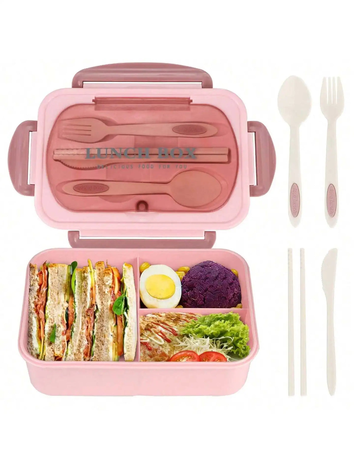 MealMate Fiambrera Bento 1200 ml con Cubiertos, 4 Huecos