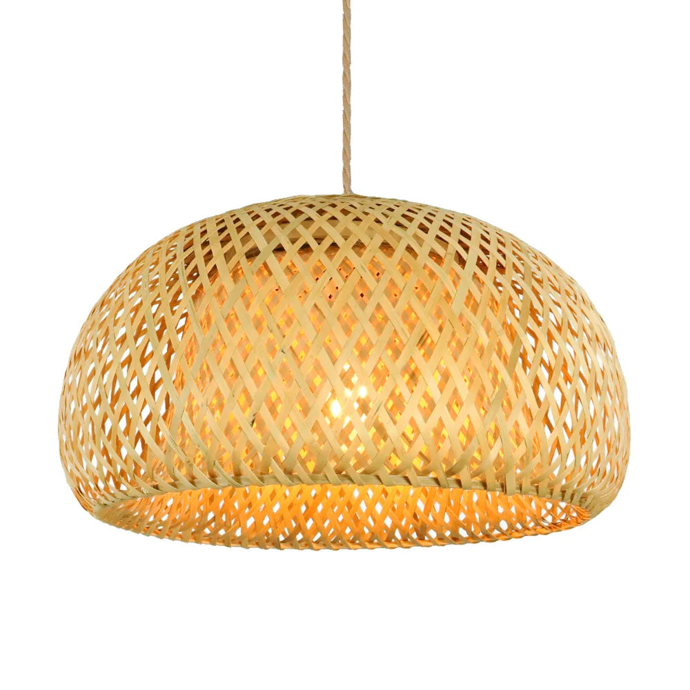 Lámpara Colgante de Bambú y Ratán Tejida a Mano Natural Boho