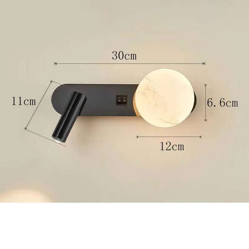 Aplique de Pared Doble LunarBeam LED con Foco para Mesilla