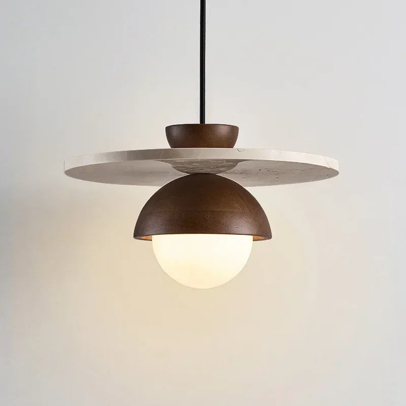 Lámpara Colgante Denmark LED de Nogal y Piedra Escandinava
