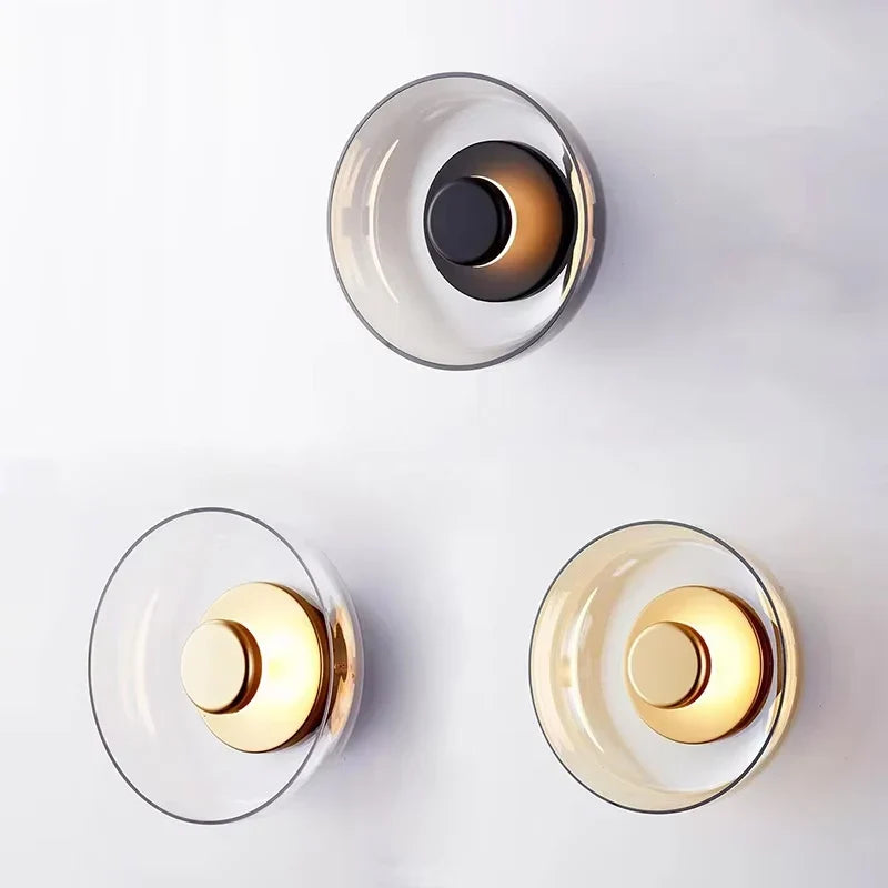 Aplique de Pared LED Nordic Glass Redondo de Vidrio Ámbar