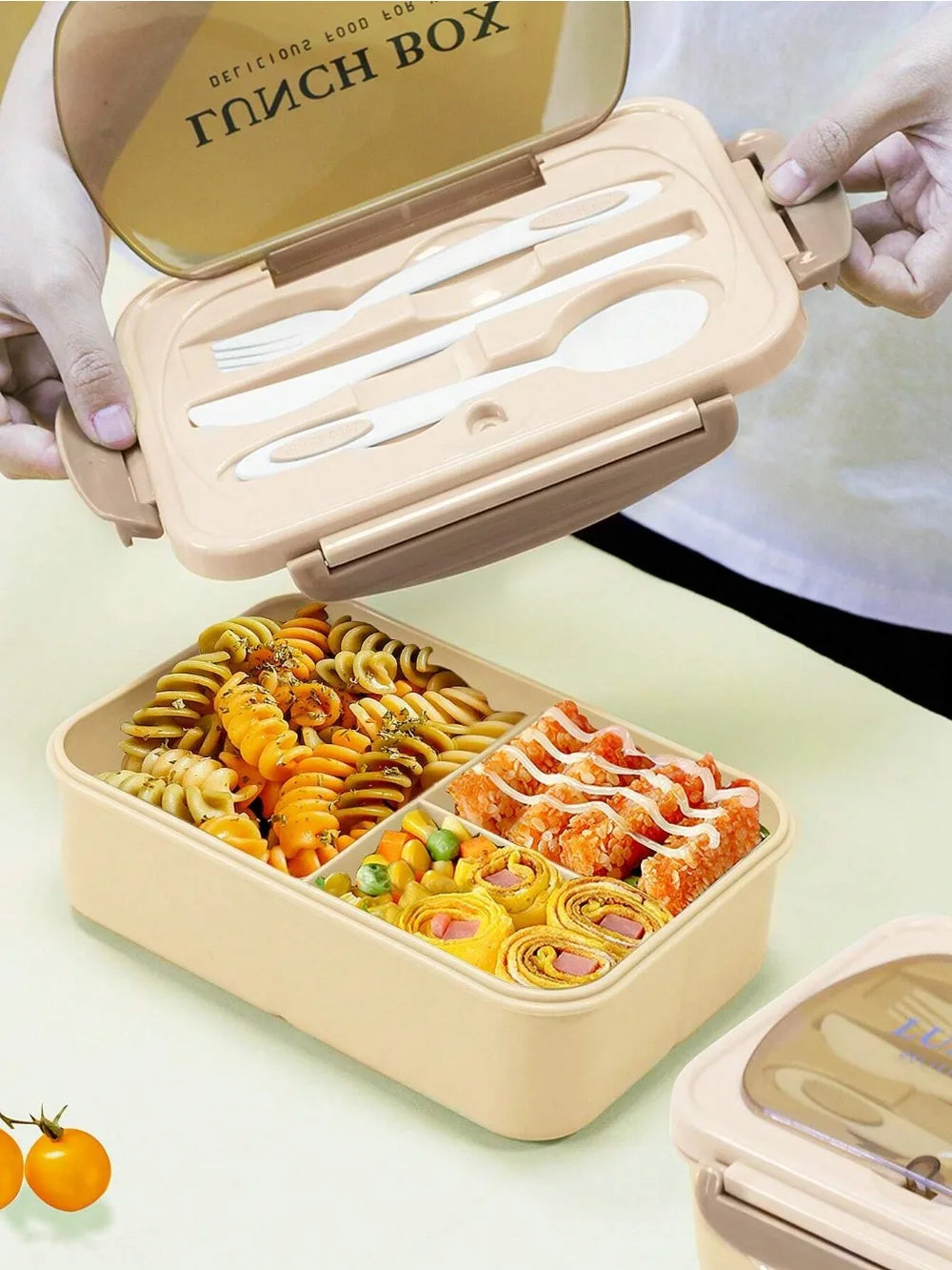 MealMate Fiambrera Bento 1200 ml con Cubiertos, 4 Huecos