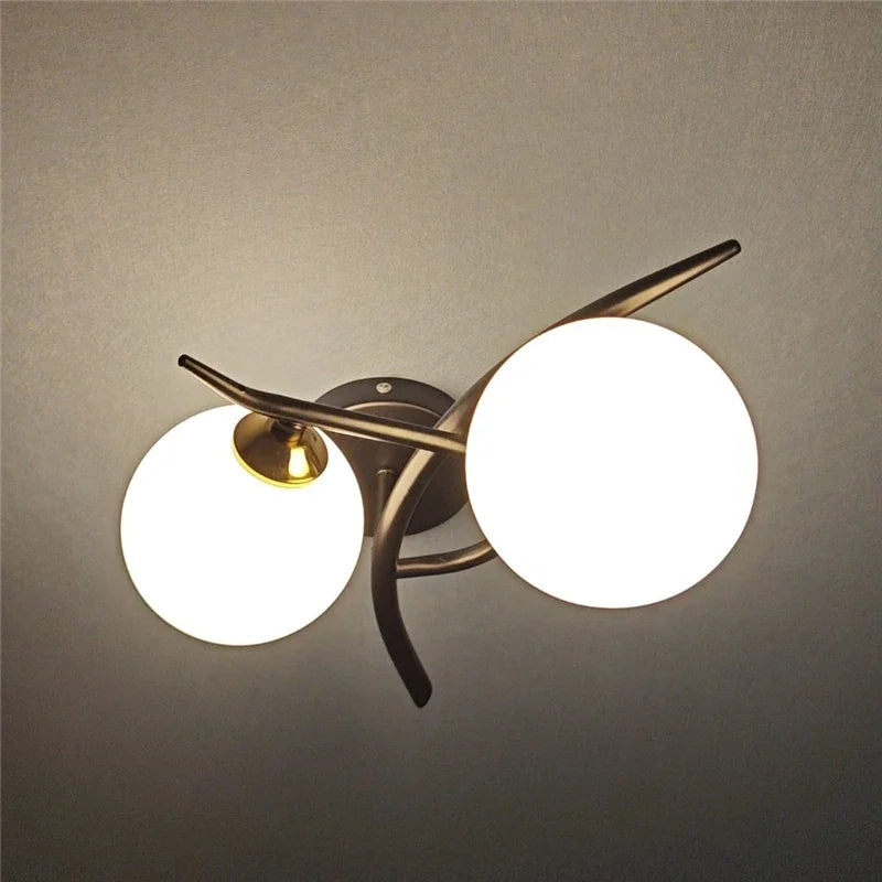Aplique de Pared Lunara LED de Doble Globo Opalino Nórdico