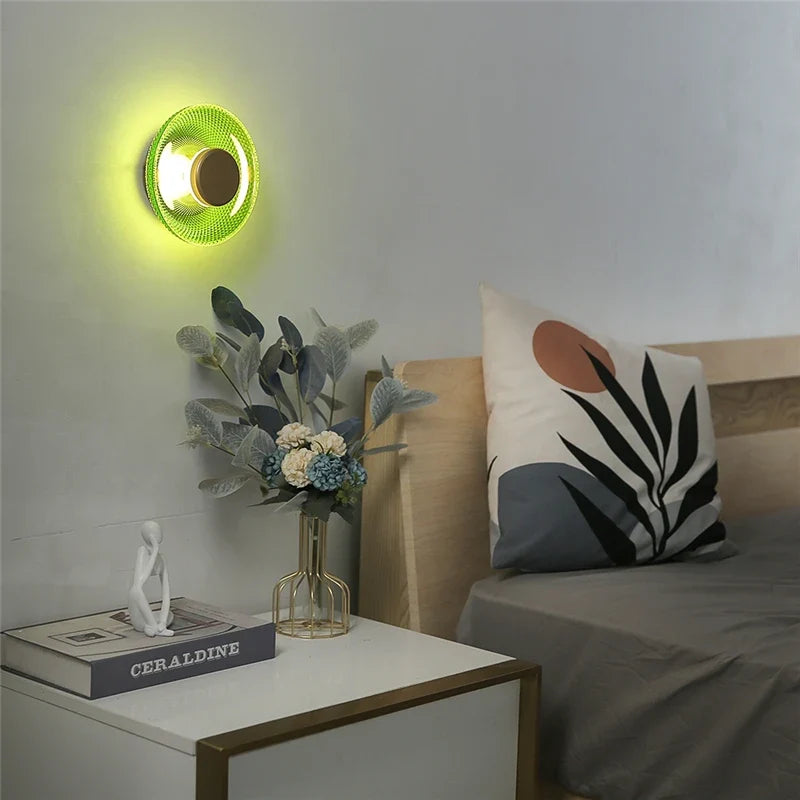 Aplique LED de Disco de Vidrio Coloreado Texturizado Moderno