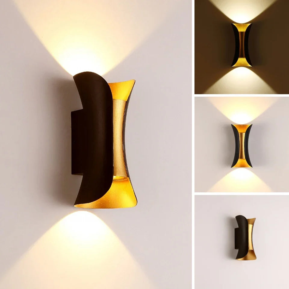Aplique de Pared LED Negro y Dorado de Luz Arriba y Abajo