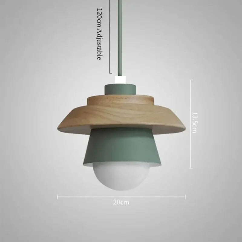 Lámpara Colgante de Madera Nórdica en Colores Macaron Suaves