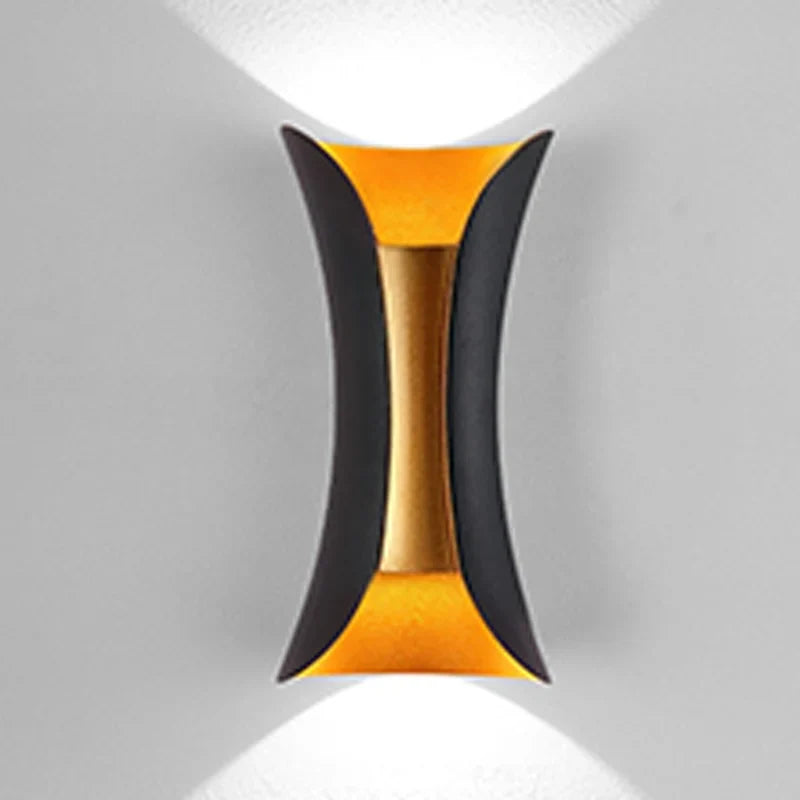 Aplique de Pared LED Negro y Dorado de Luz Arriba y Abajo