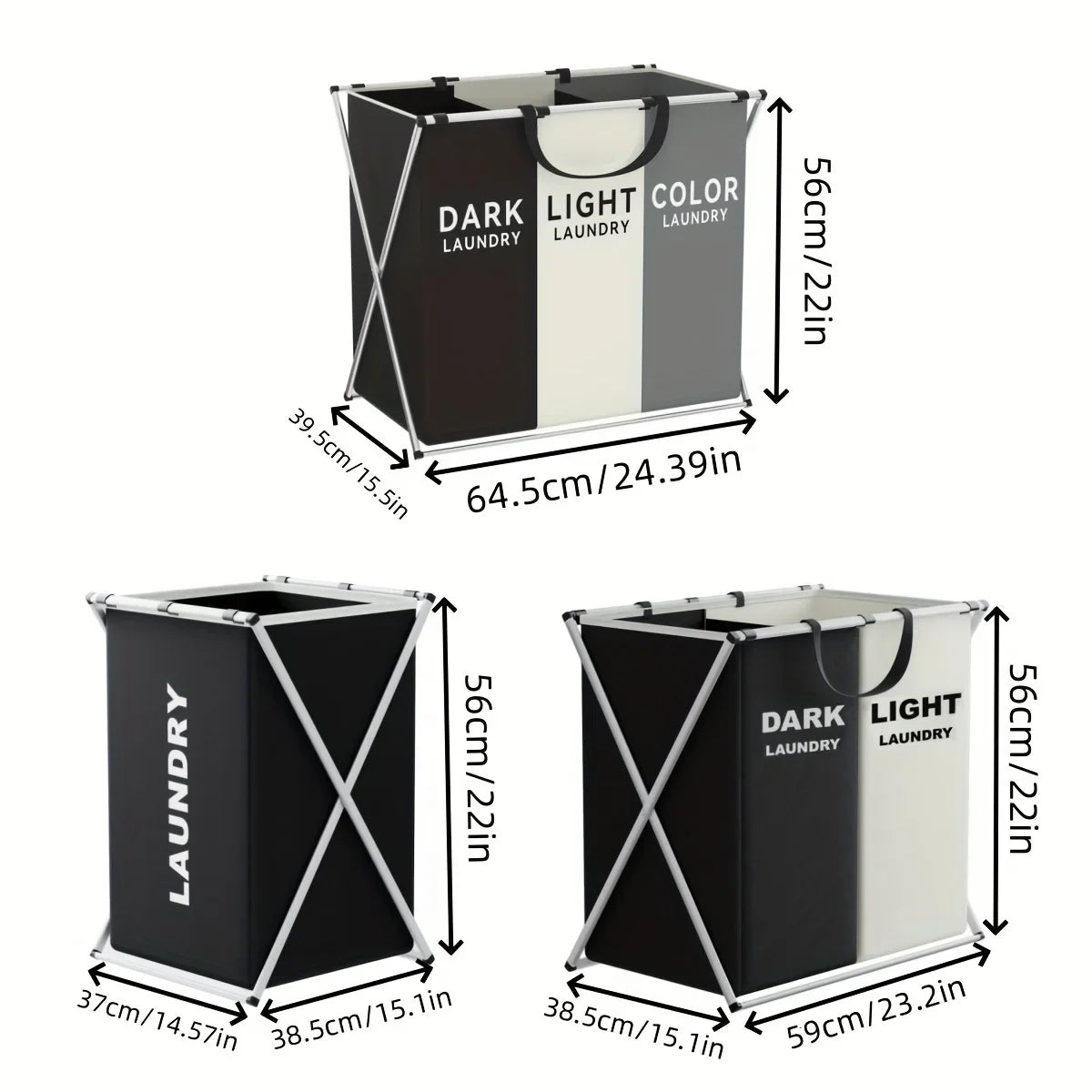 TriSort Cesto de Ropa Sucia Plegable con Compartimentos