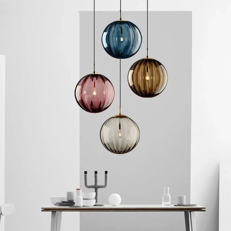Lámpara Colgante Bola de Cristal Nórdica en 4 Colores
