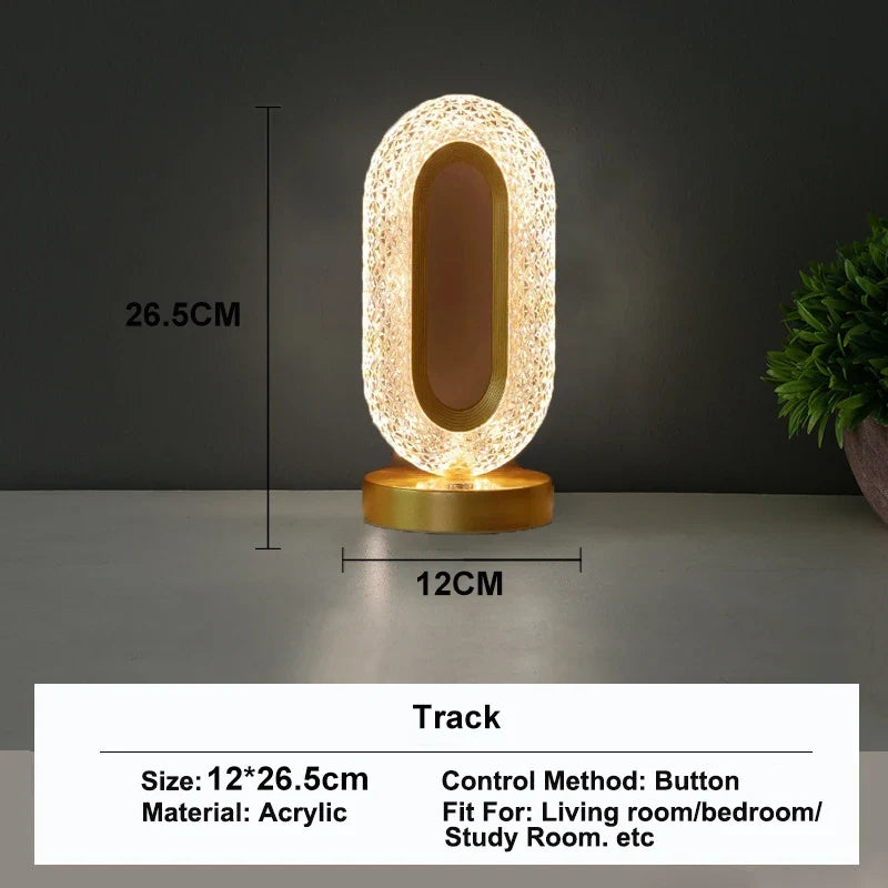 Stellora Lámpara Nocturna de Cristal 3D Recargable Táctil