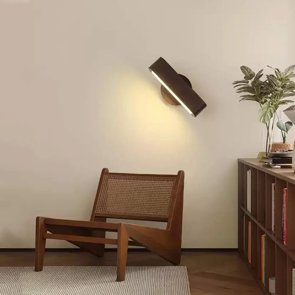 Aplique de Pared Giratorio de Madera Maciza Estilo Japonés