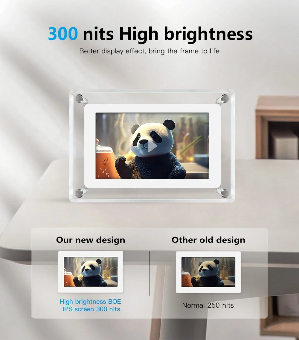ClearFrame Marco Digital de Fotos Acrílico con Batería IPS