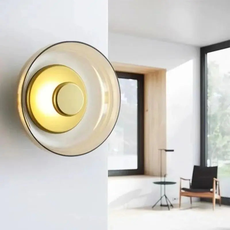 Aplique de Pared LED Nordic Glass Redondo de Vidrio Ámbar