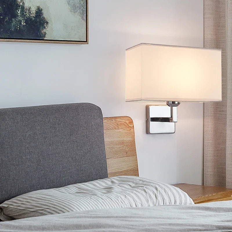 Aplique de Pared de Cabecera con Luz de Lectura E27 y Tela