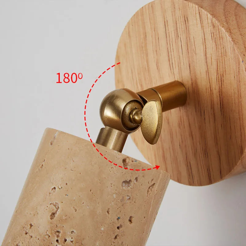 Aplique de Pared Huangdong Wabi-Sabi de Travertino y Madera