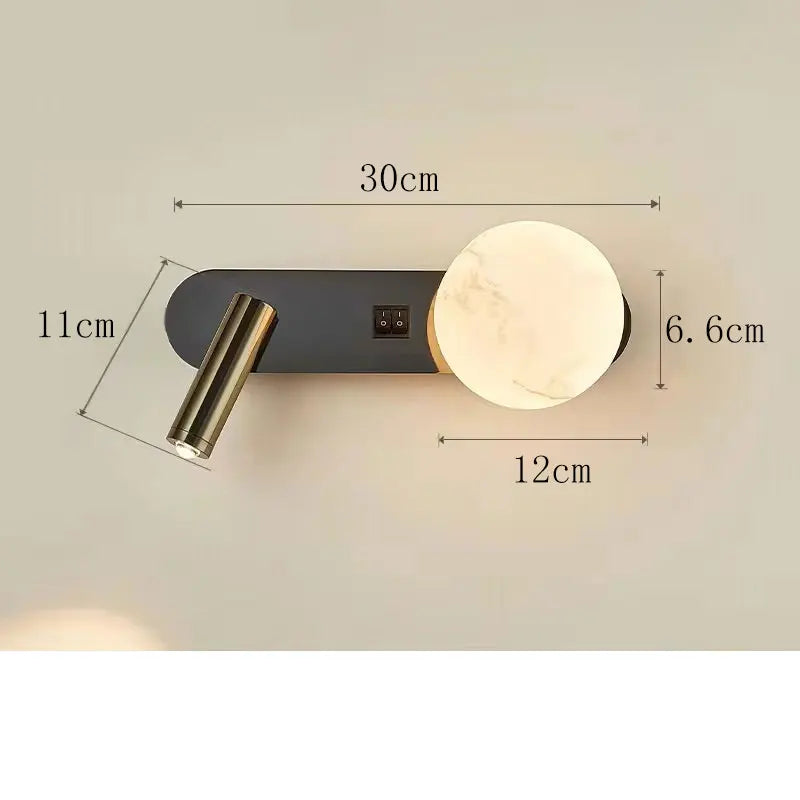 Aplique de Pared Doble LunarBeam LED con Foco para Mesilla